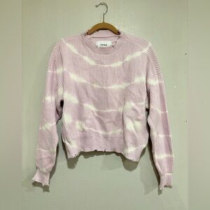 Pistola Eva Distressed Tie-Dye Sweater Lavender White Cropped XS